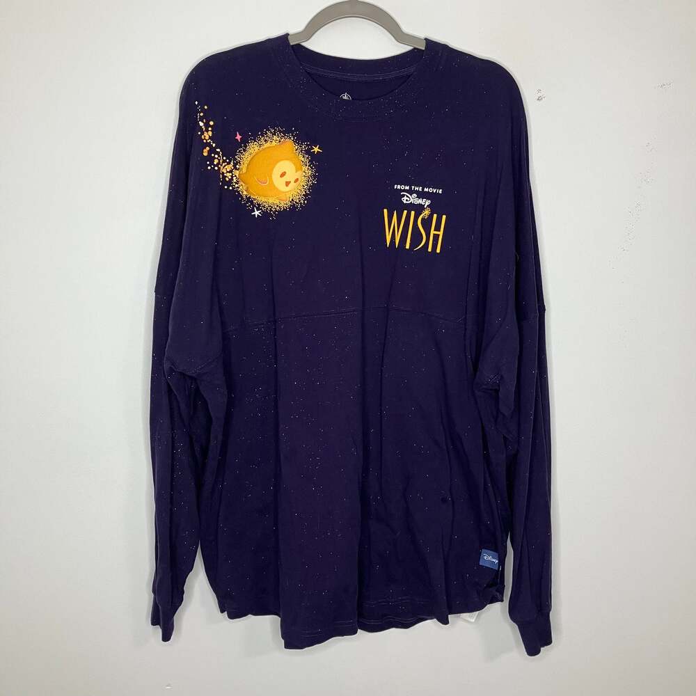 DISNEY PARKS Spirit Jersey Wish I'm A Star Navy Blue Glitter XXL